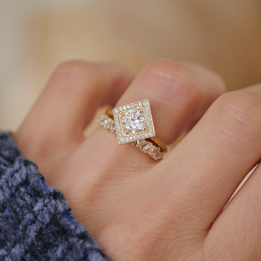 Marquise Shaped Three Stone Lab Grown Diamond Engagement Ring