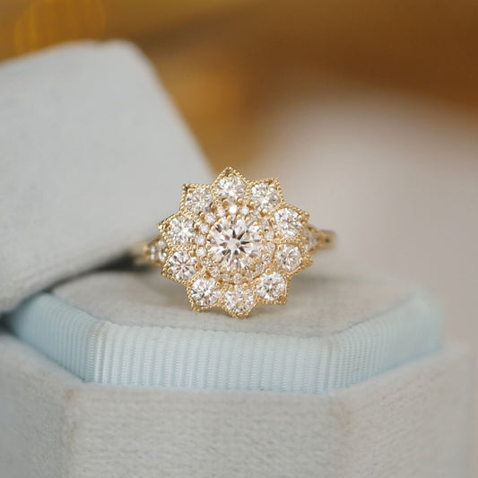 Marquise Shaped Three Stone Lab Grown Diamond Engagement Ring