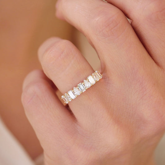 0.25 TCW Round Shaped Half Eternity Lab Grown Diamond Wedding Band