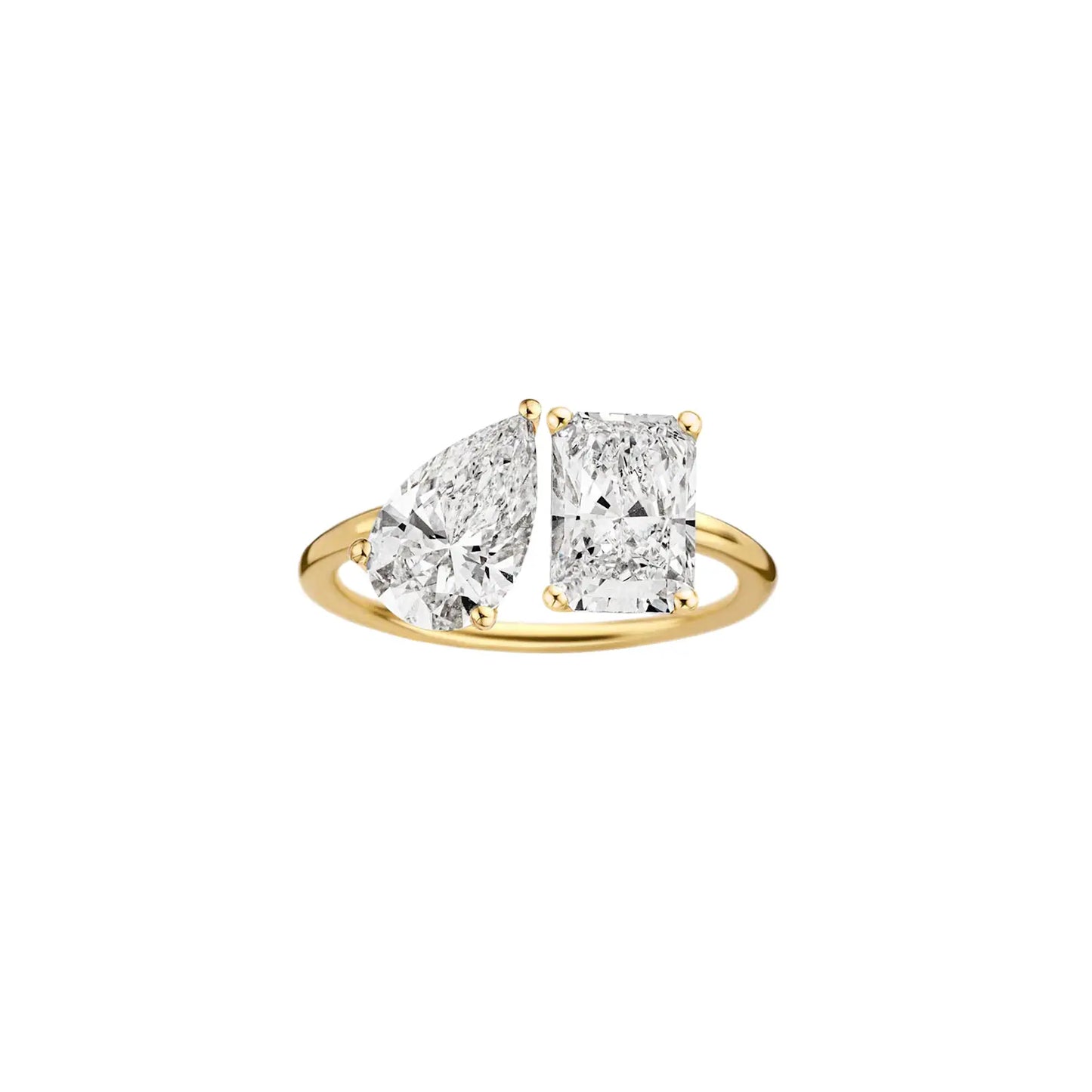 Timeless 2.75 CT Radiant & Pear Cut Toi Eti Moi Setting Moissanite Diamond Engagement Ring