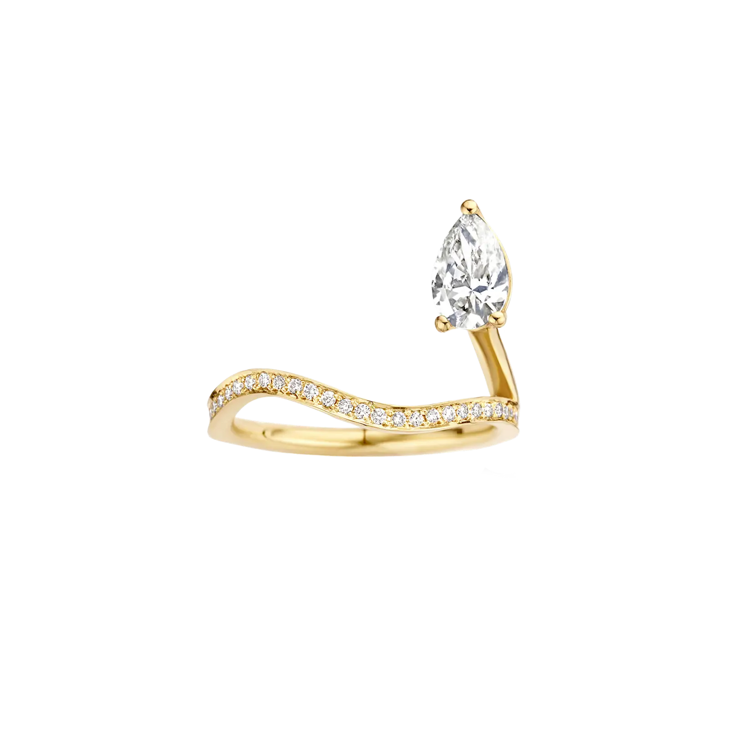 Timeless 0.75 CT Pear Cut Swirl Unique Pave Setting Moissanite Diamond Engagement Ring