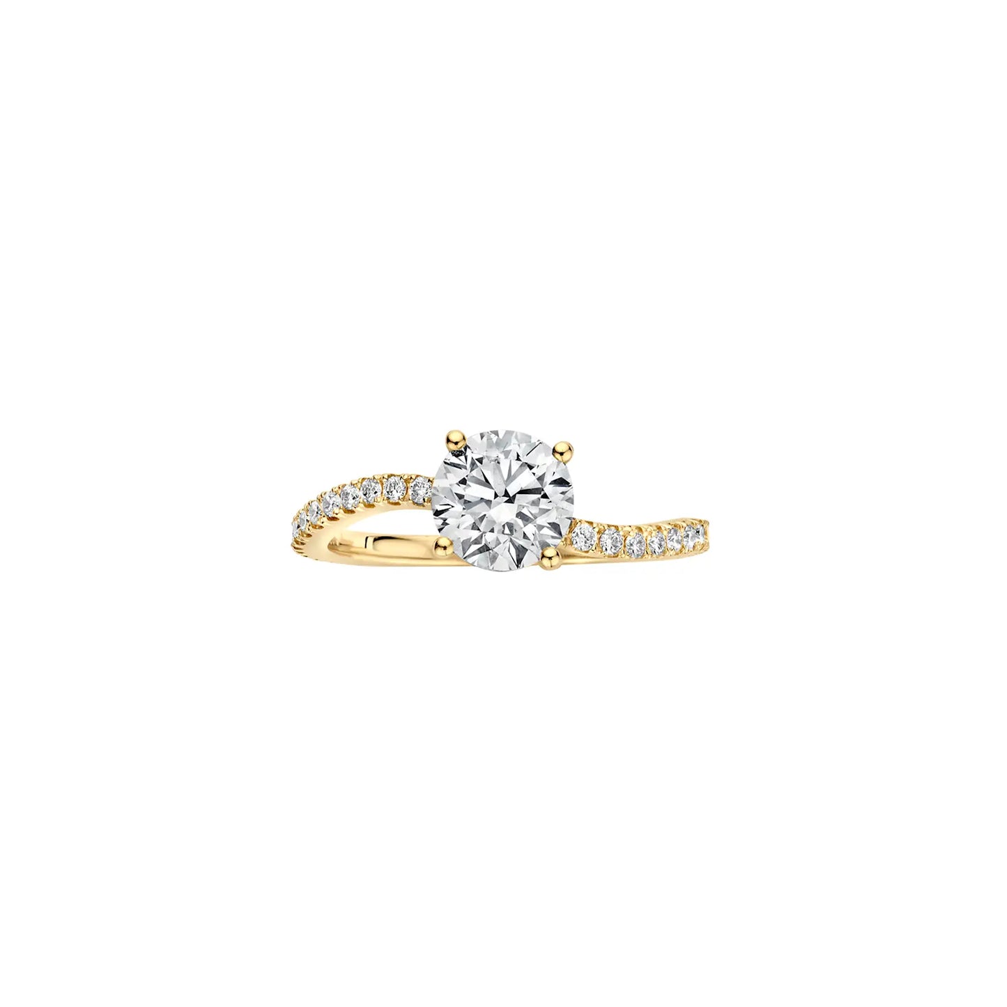 Timeless 1.1 CT Round Cut Swirl Pave Styled Moissanite Diamond Engagement Ring