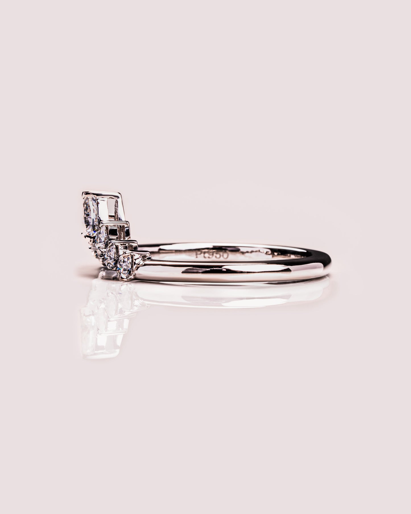 0.34 CT Pear Shaped Cluster Style Moissanite Wedding Band