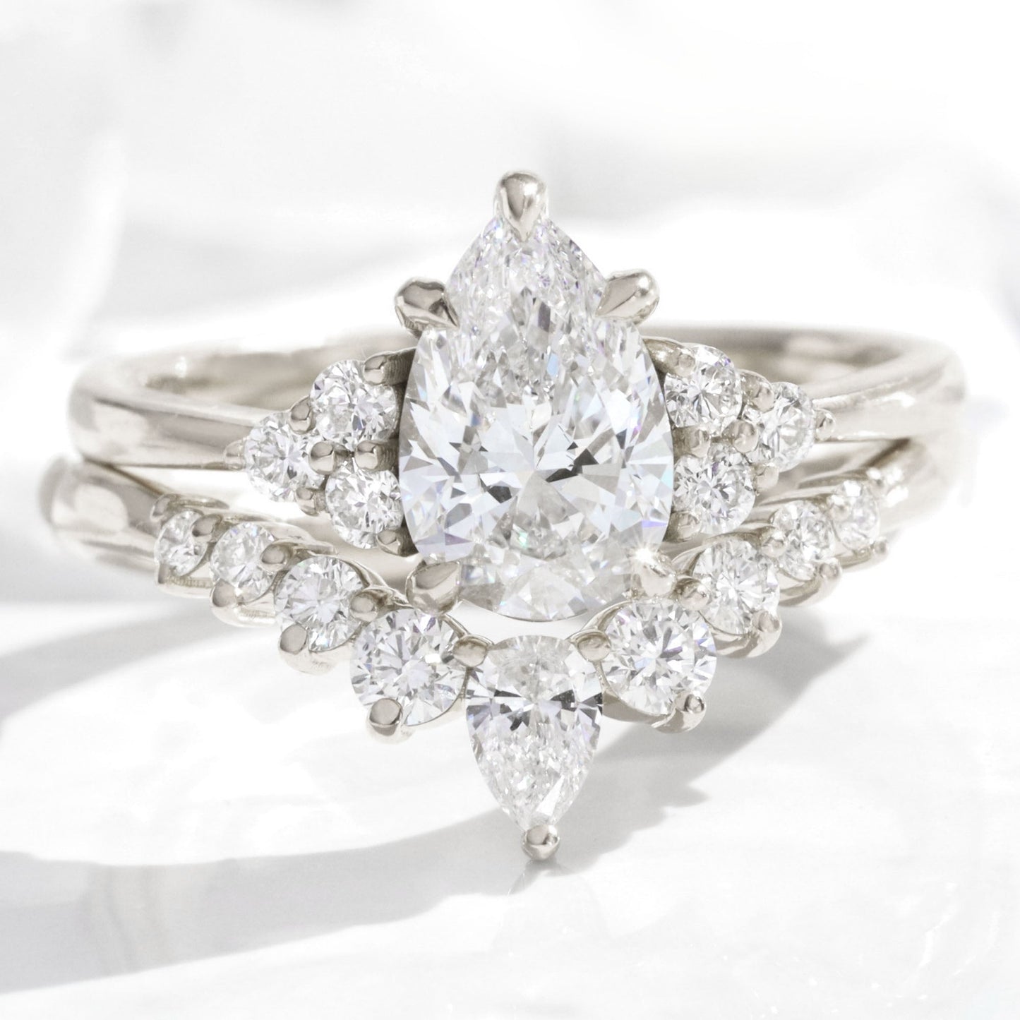 1.2 CT Pear Cut Cluster Moissanite Bridal Ring Set