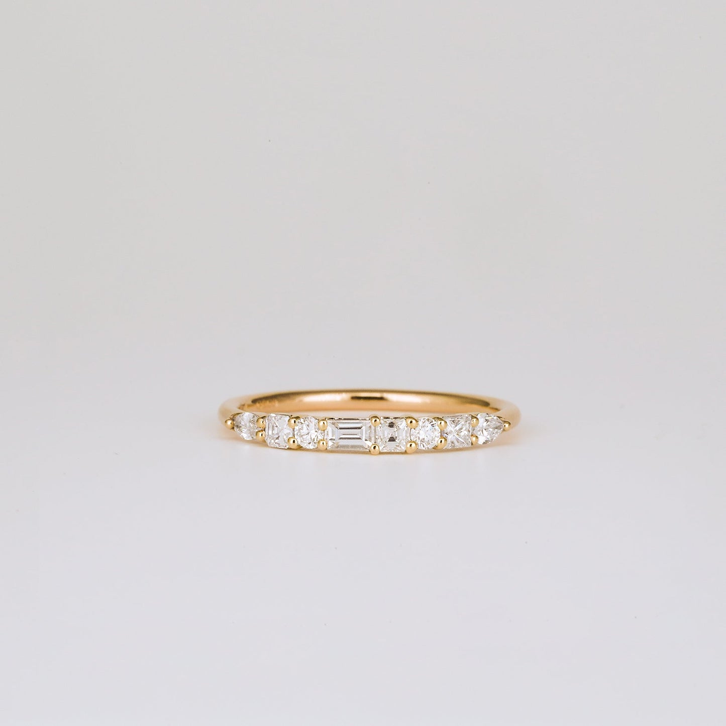 0.40 TCW Round, Pear, Marquise & Baguette Shaped Half Eternity Moissanite Wedding Band