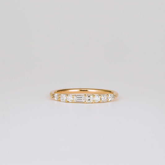 0.40 TCW Round, Pear, Marquise & Baguette Shaped Half Eternity Moissanite Wedding Band