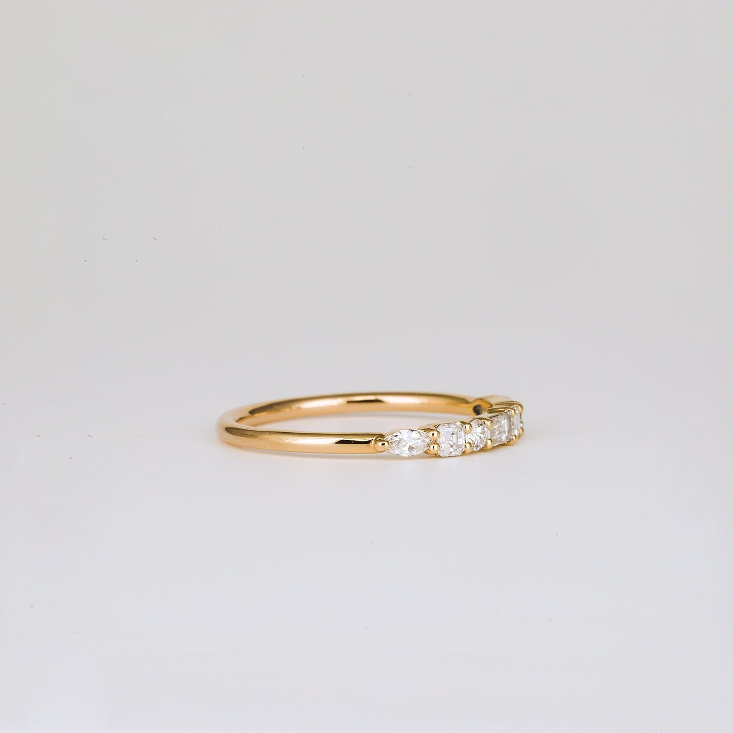 0.40 TCW Round, Pear, Marquise & Baguette Shaped Half Eternity Moissanite Wedding Band