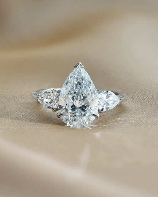 Marquise Shaped Three Stone Lab Grown Diamond Engagement Ring