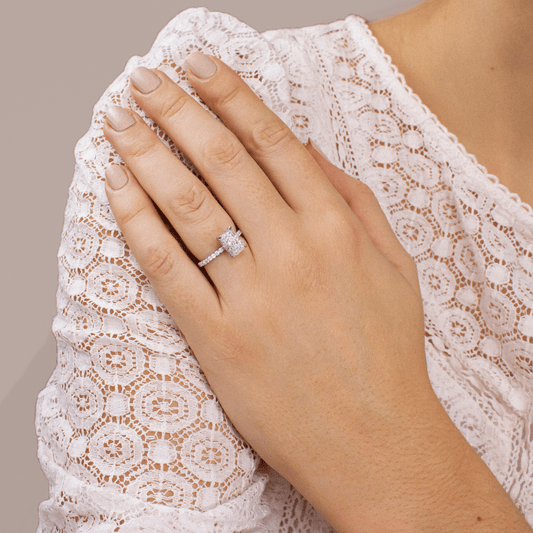 Marquise Shaped Three Stone Lab Grown Diamond Engagement Ring