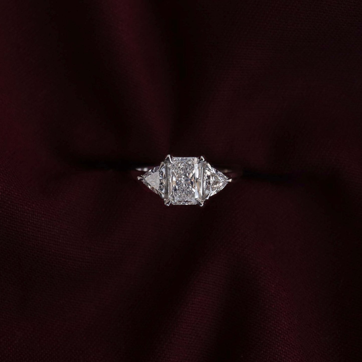 Stunning 1.0-3.0 CT Radiant Moissanite Engagement Ring with Three Stone Design