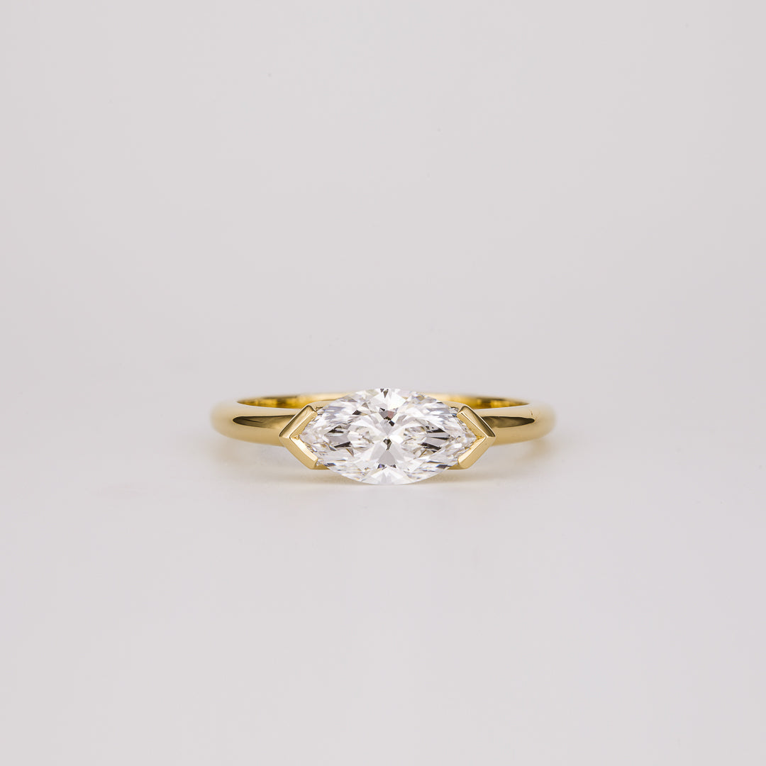 1.07 CT East West Marquise Shaped Solitaire Moissanite Engagement Ring