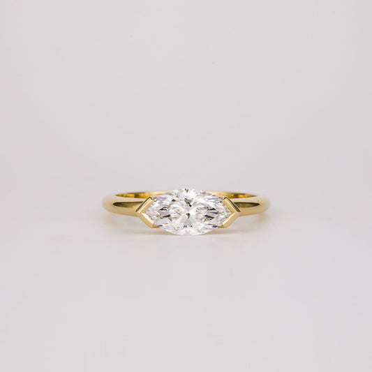 1.07 CT East West Marquise Shaped Solitaire Moissanite Engagement Ring