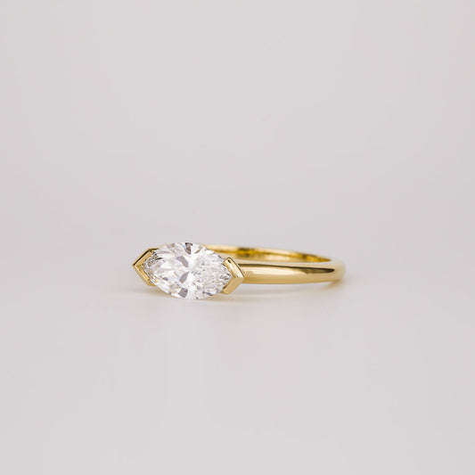 1.07 CT East West Marquise Shaped Solitaire Moissanite Engagement Ring
