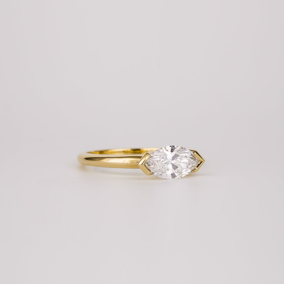 1.07 CT East West Marquise Shaped Solitaire Moissanite Engagement Ring