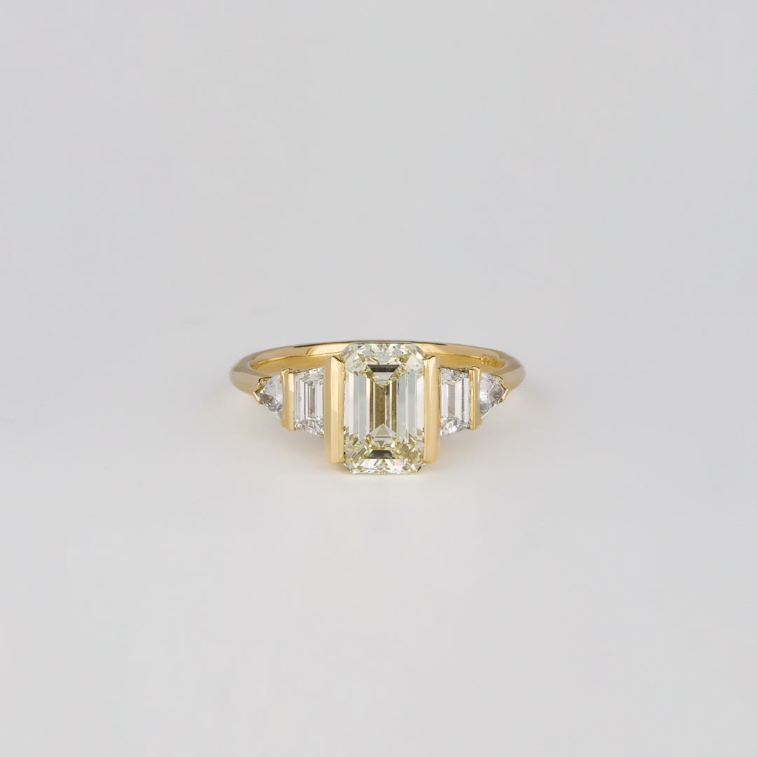 2.01 CT Emerald Shaped Cluster Moissanite Engagement Ring