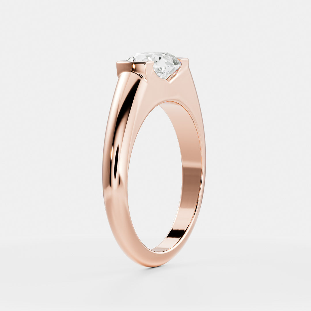 Pear Half Bezel Signet Men's Gold Wedding Band