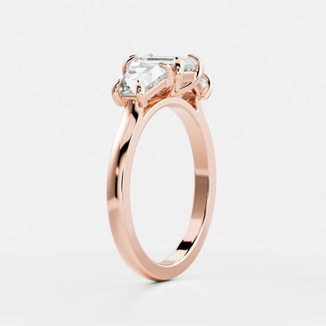 Stunning 1.0-2.0 CT Emerald Moissanite Engagement Ring with Three Stone Design