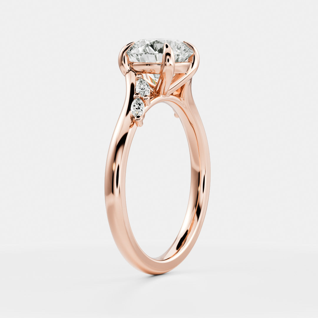 Stunning 1.0-3.0 CT Round Moissanite Engagement Ring with Cluster Design