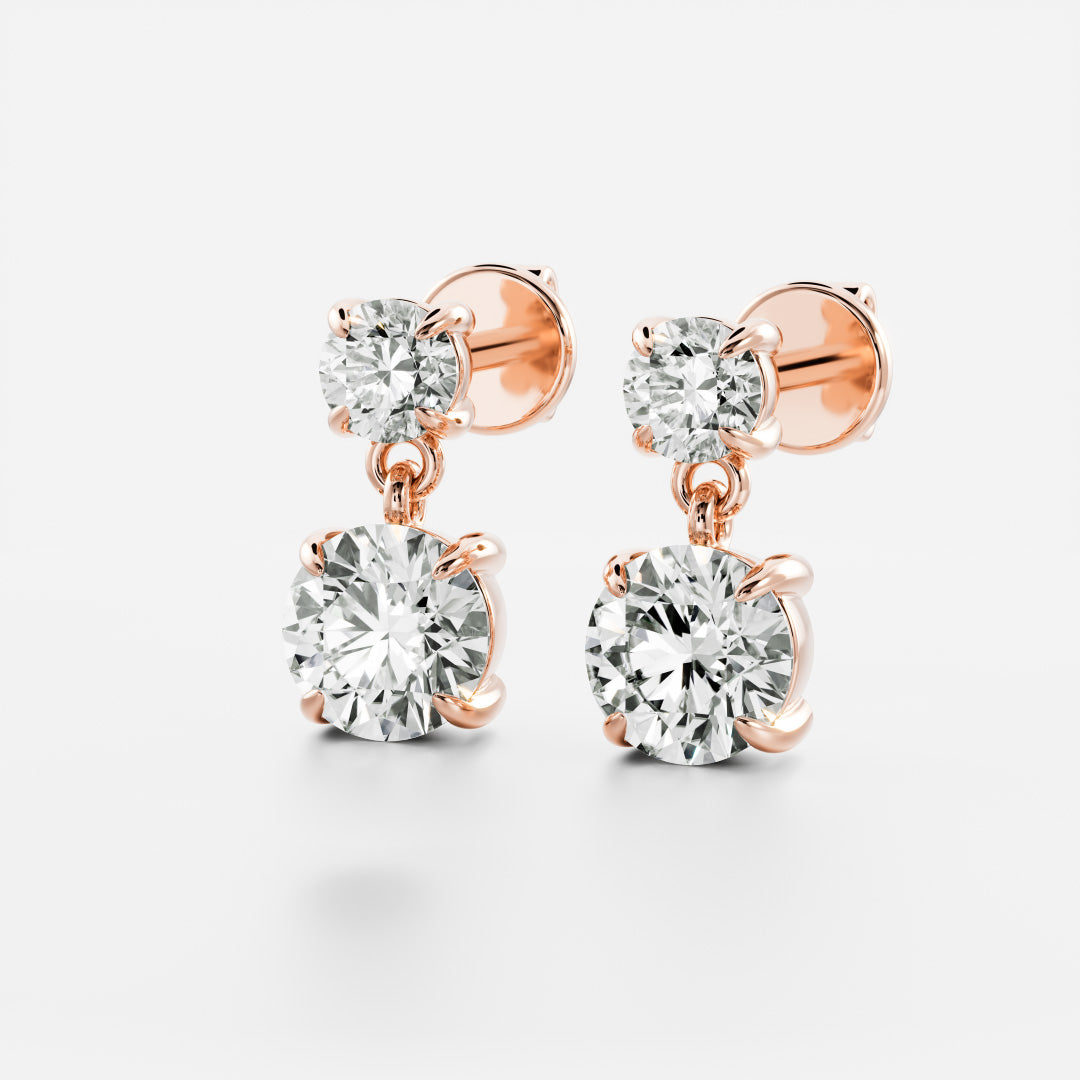 1.2 TCW Round Cut Moissanite Dangles Earrings in Gold