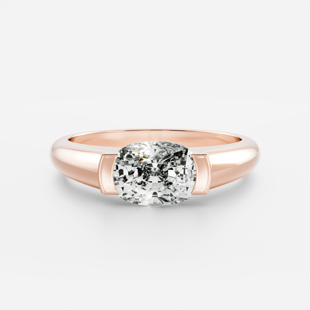 Cushion Half Bezel Signet Men's Gold Wedding Band