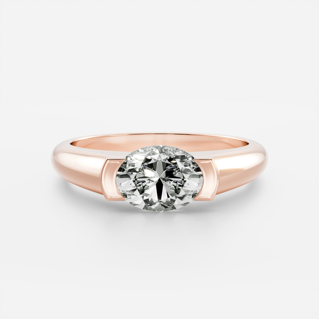 Oval Half Bezel Signet Men's Gold Wedding Band