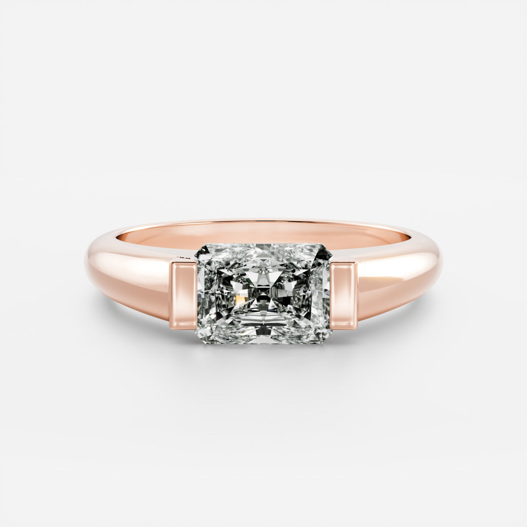 Cushion Half Bezel Signet Men's Gold Wedding Band