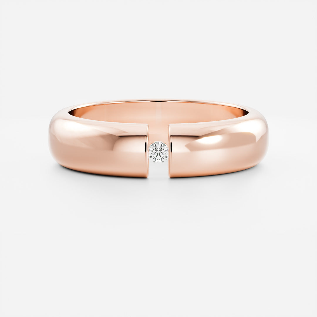 Round Tension Set Men's Gold Wedding Band