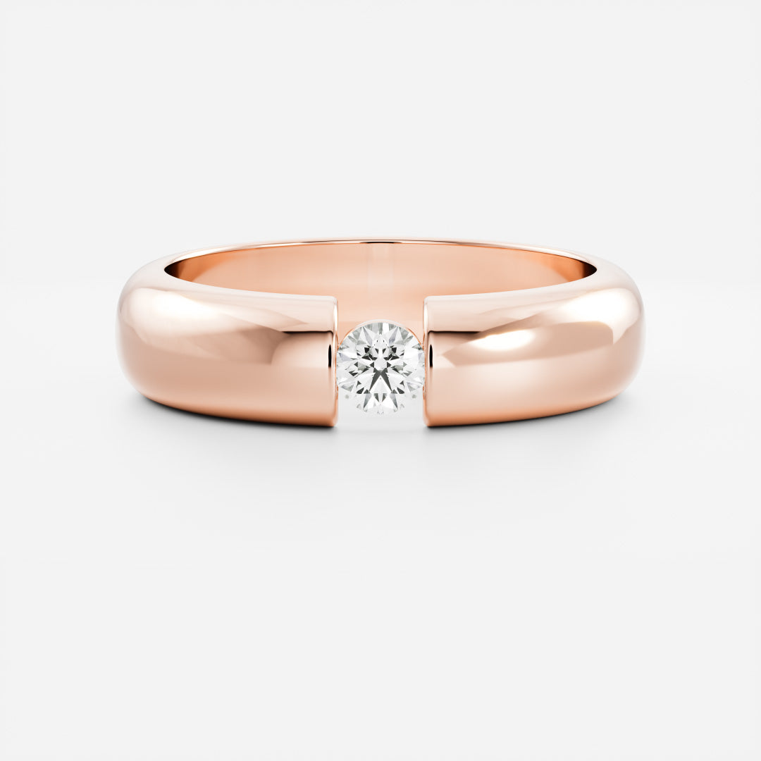 Round Tension Set Men's Gold Wedding Band