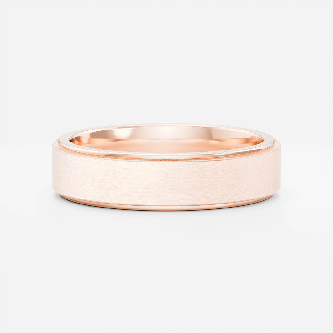 Classic Brushed Finish & Beveled Edge Wedding Band for Men's