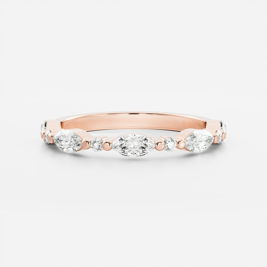 Stunning 0.20 CT Round & Marquise Moissanite Stones Alternative Diamond Wedding Bands