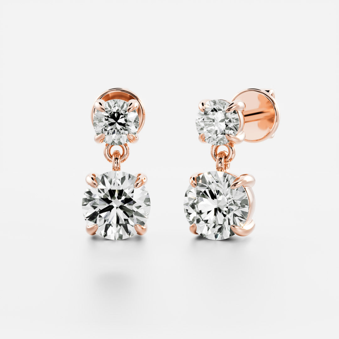 1.2 TCW Round Cut Moissanite Dangles Earrings in Gold