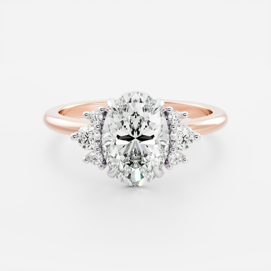 Stunning 1.0-2.0 CT Oval Moissanite Engagement Ring with Cluster Design