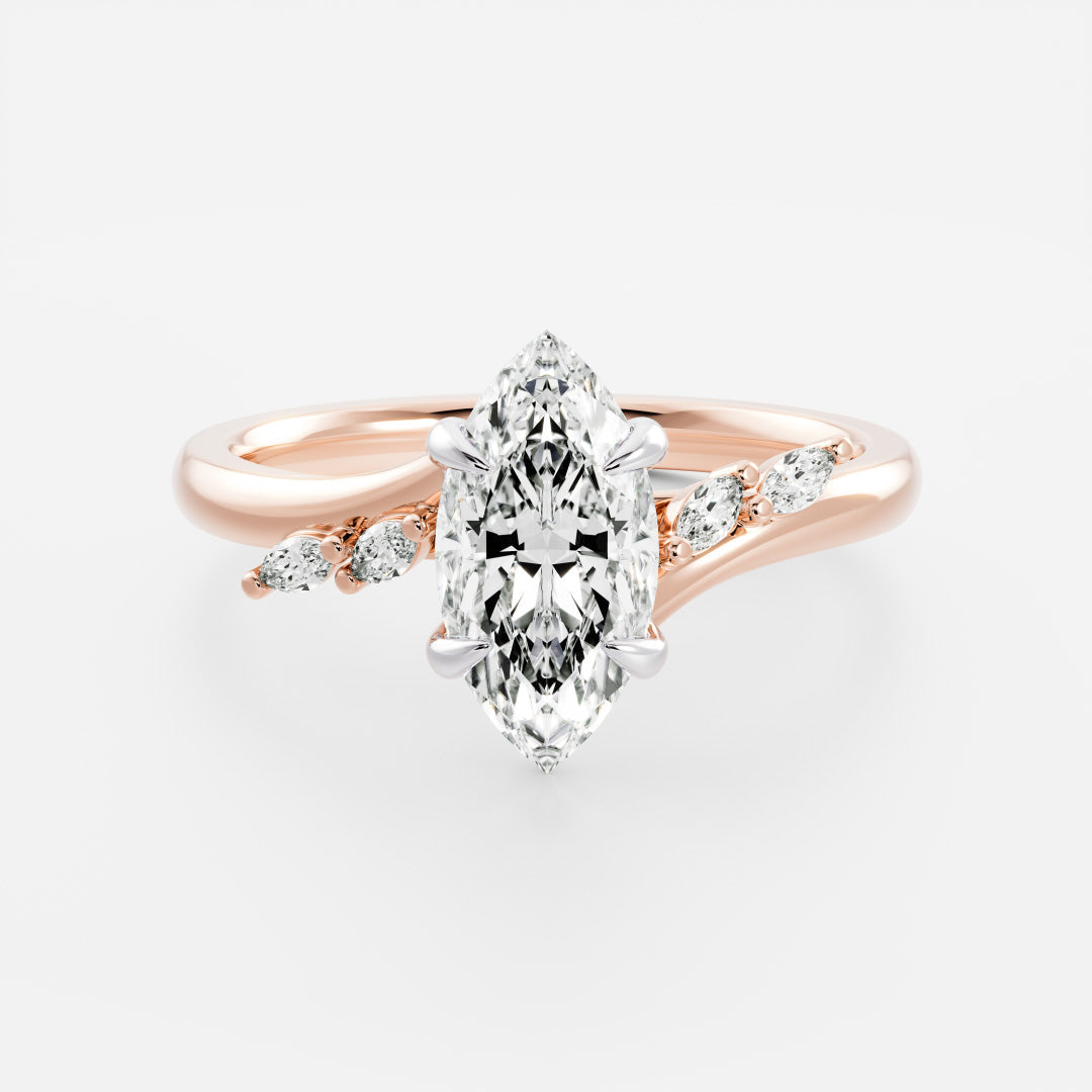 Stunning 1.5-2.5 CT Marquise Moissanite Engagement Ring with Cluster Design