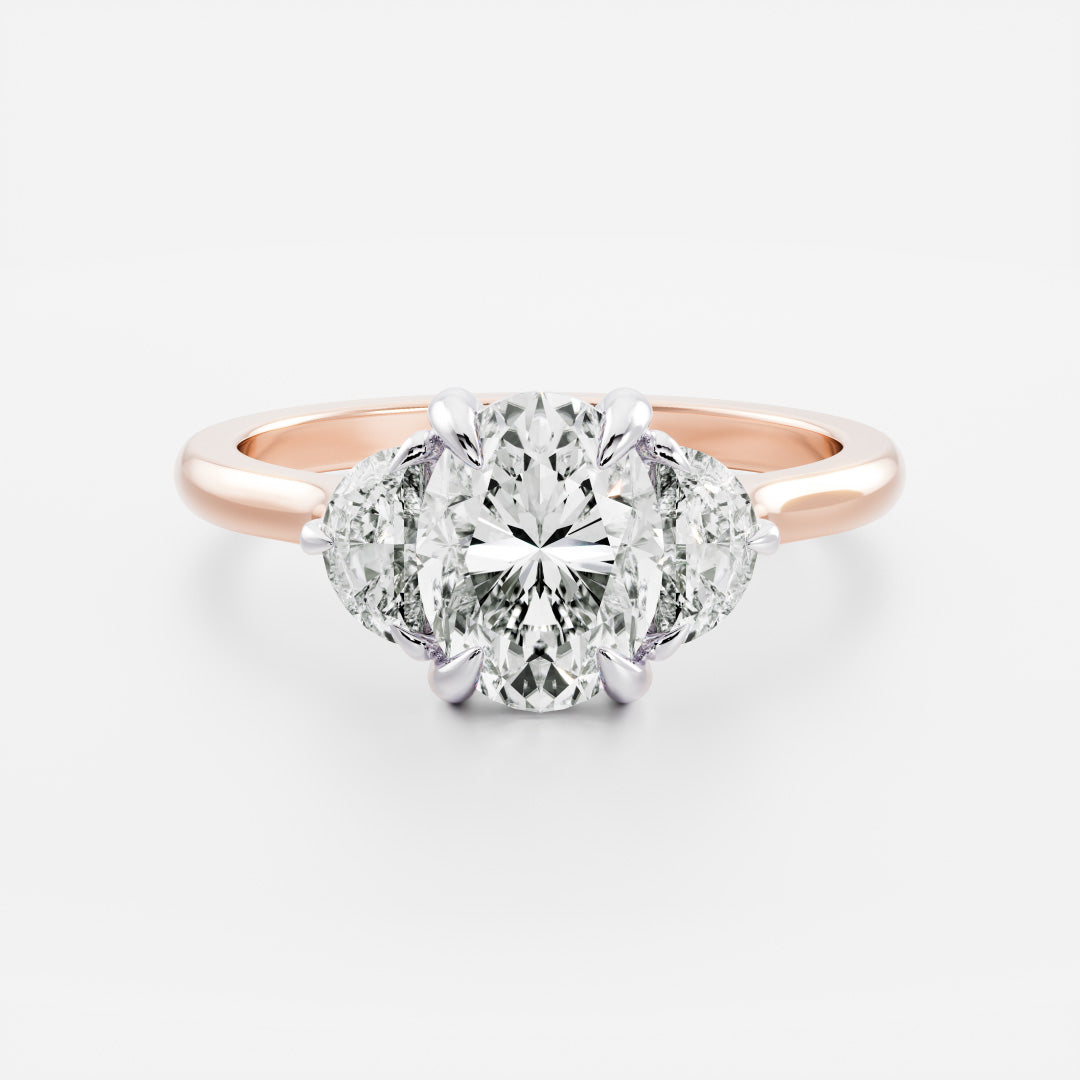 Stunning 1.0-3.0 CT Oval Moissanite Engagement Ring with Three Stone Design