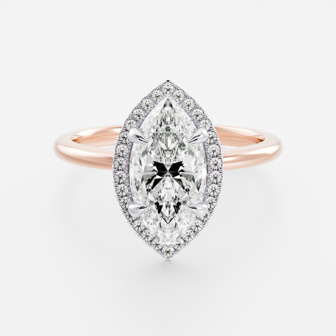 Stunning 1.5-2.5 CT Marquise Moissanite Engagement Ring with Halo Design