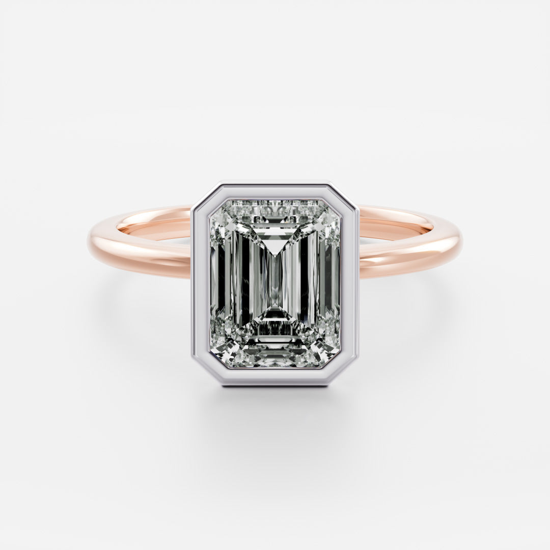 Stunning 1.0-2.0 CT Emerald Moissanite Engagement Ring with Bezel Design