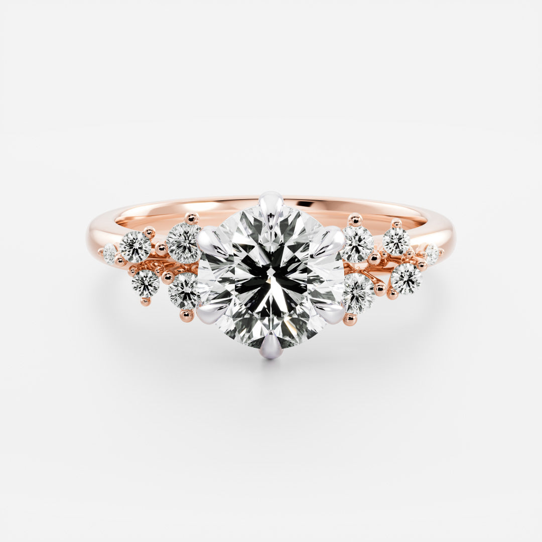 Stunning 1.0-3.0 CT Round Moissanite Engagement Ring with Cluster Pave Design