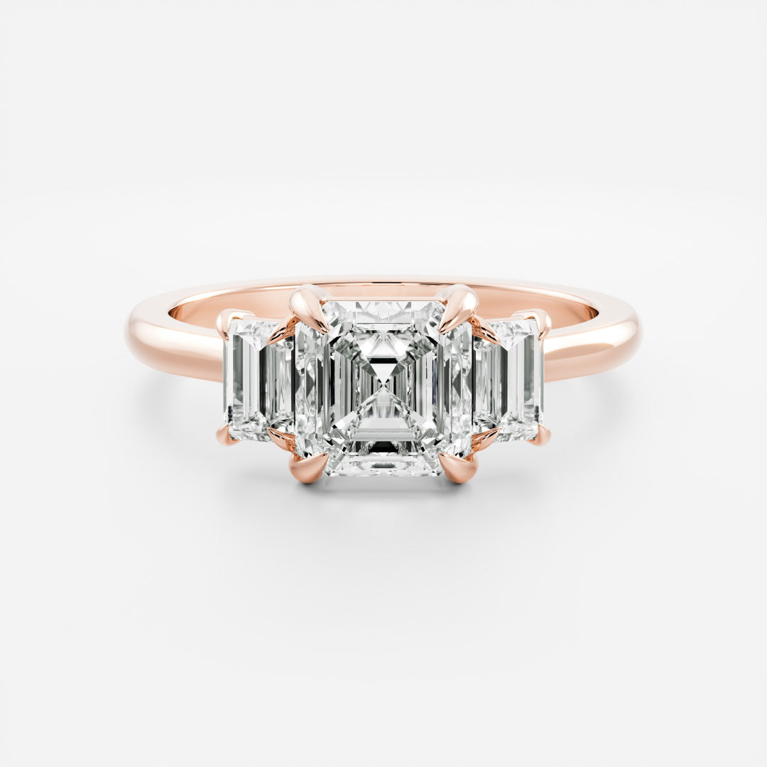 Stunning 1.5-2.5 CT Asscher Moissanite Engagement Ring with Three Stone Design