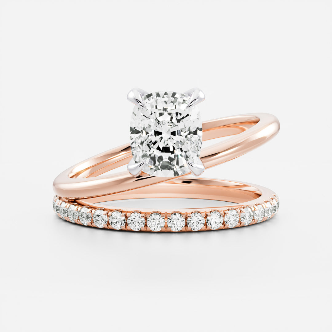 Stunning 1.5-2.5 CT Elongated Cushion Moissanite Engagement Ring with Solitaire & Double Band Design