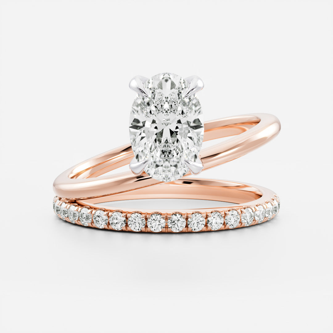 Stunning 1.5-2.5 CT Oval Moissanite Engagement Ring with Solitaire & Double Band Design