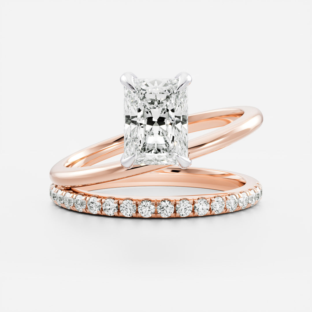Stunning 1.5-2.5 CT Radiant Moissanite Engagement Ring with Solitaire & Double Band Design