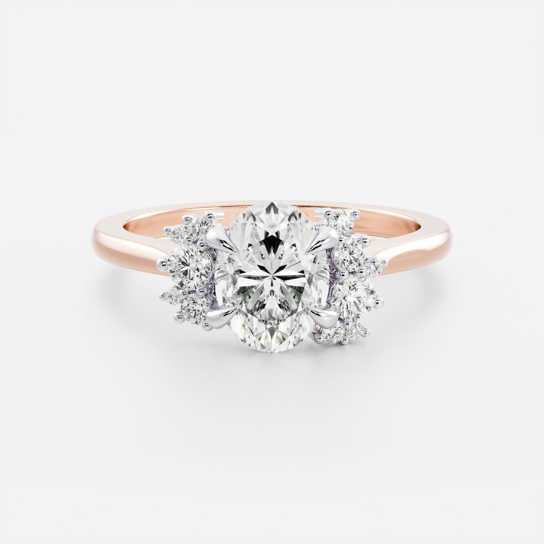 Stunning 1.5-2.5 CT Oval Moissanite Engagement Ring with Cluster Design