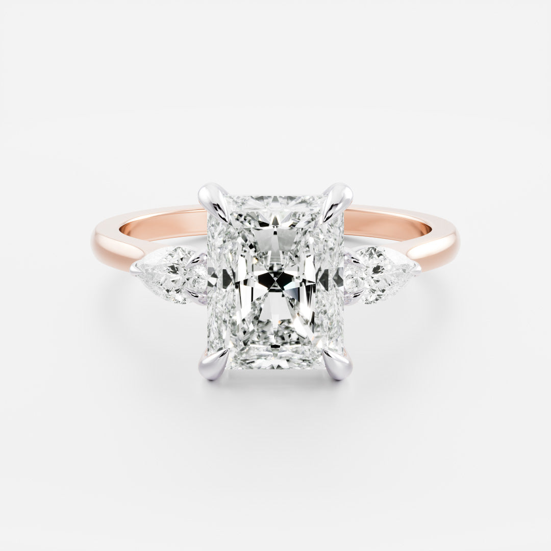 Stunning 1.0-2.0 CT Radiant Moissanite Engagement Ring with Three Stone Design