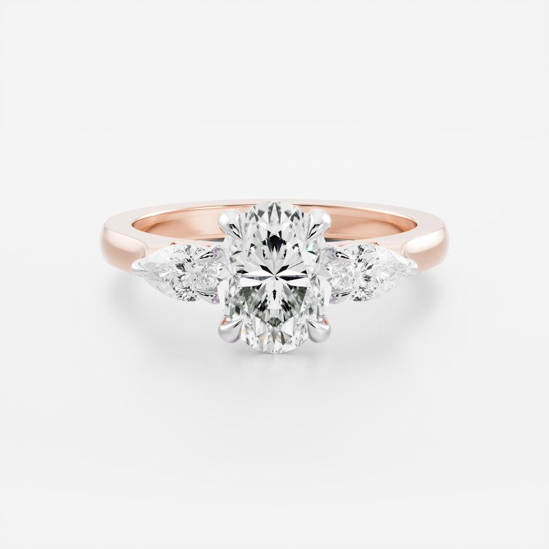 Stunning 1.5-2.5 CT Oval Moissanite Engagement Ring with Three Stone Design