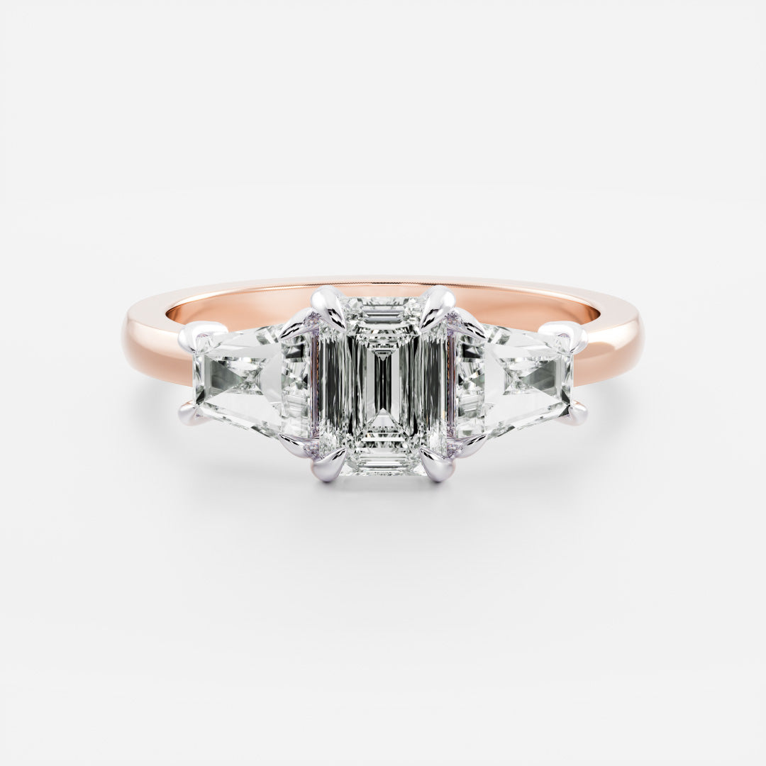 Stunning 1.0-2.0 CT Emerald Moissanite Engagement Ring with Three Stone Design