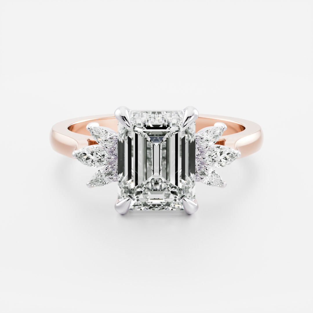 Stunning 1.5-2.5 CT Emerald Moissanite Engagement Ring with Cluster Design