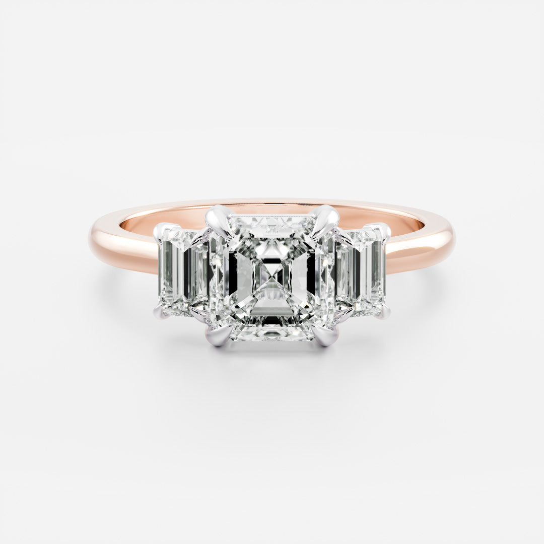 Stunning 1.5-2.5 CT Asscher Moissanite Engagement Ring with Three Stone Design