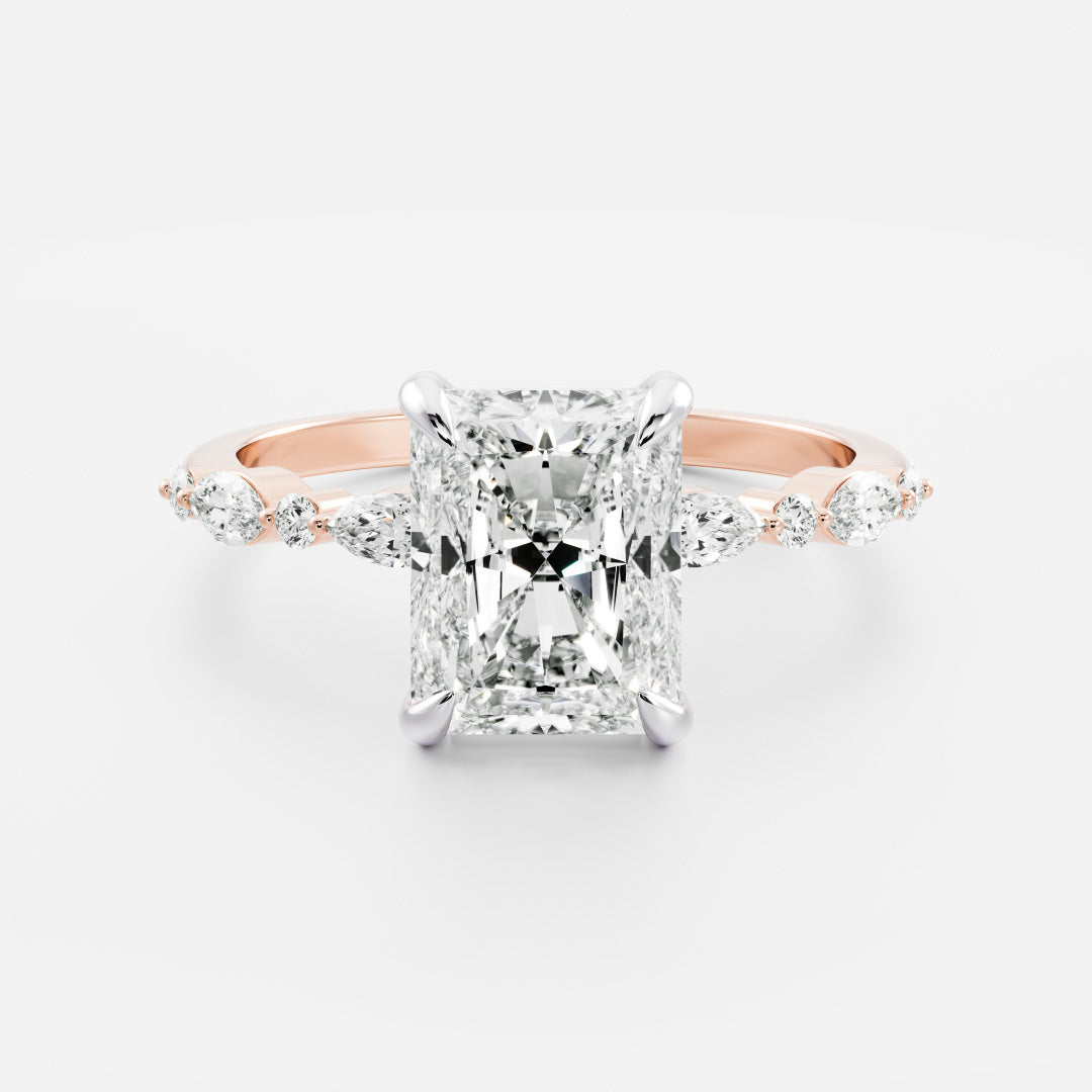 Stunning 1.0-2.0 CT Radiant Moissanite Engagement Ring with Pave Design