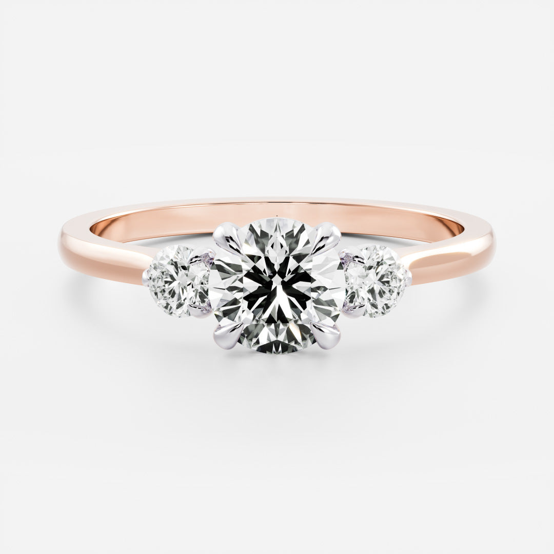 Stunning 0.5-1.5 CT Round Moissanite Engagement Ring with Three Stone Design