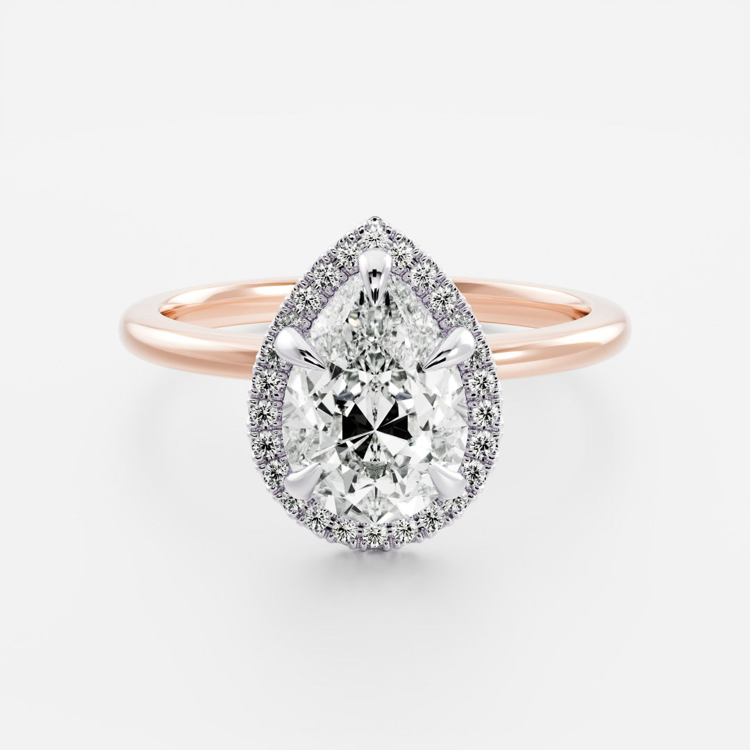 Stunning 1.5-2.5 CT Pear Moissanite Engagement Ring with Halo Design